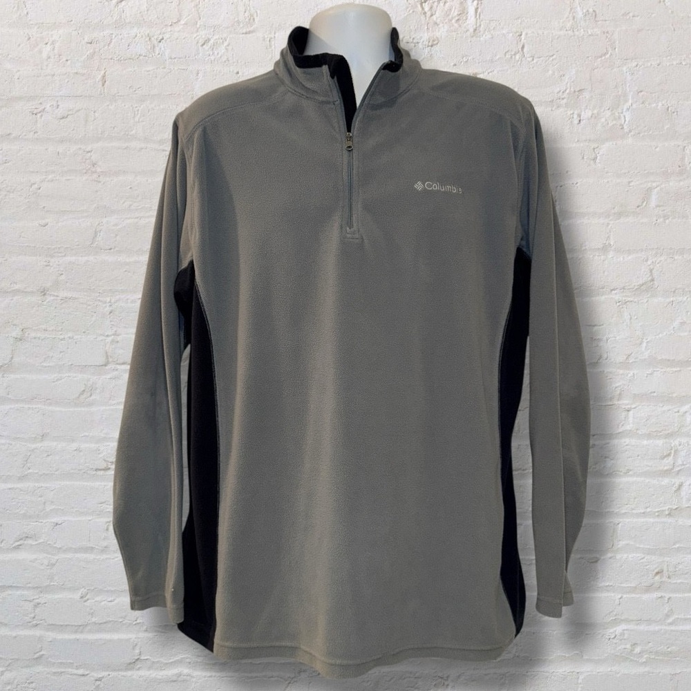 Columbia Men’s XL Quarter Zip Fleece Pullover Gray Black Contrast Panels